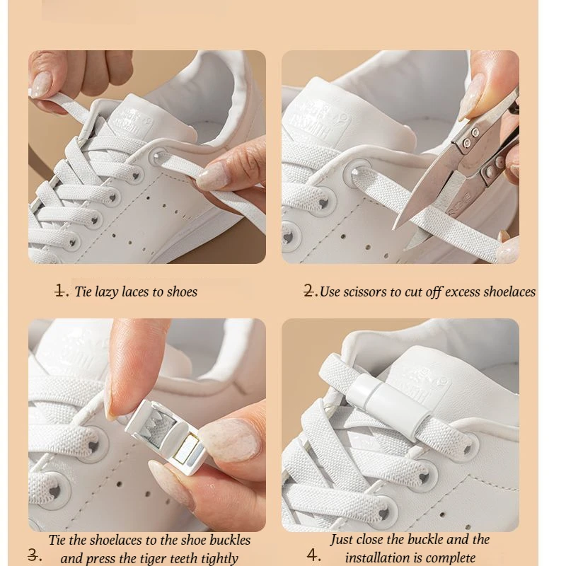 Elastic Laces Sneakers Boots Magnetic Lock Shoelaces without ties Flat No Tie Shoelace Rubber Bands for Shoes Accessories 1Pair - Image 6