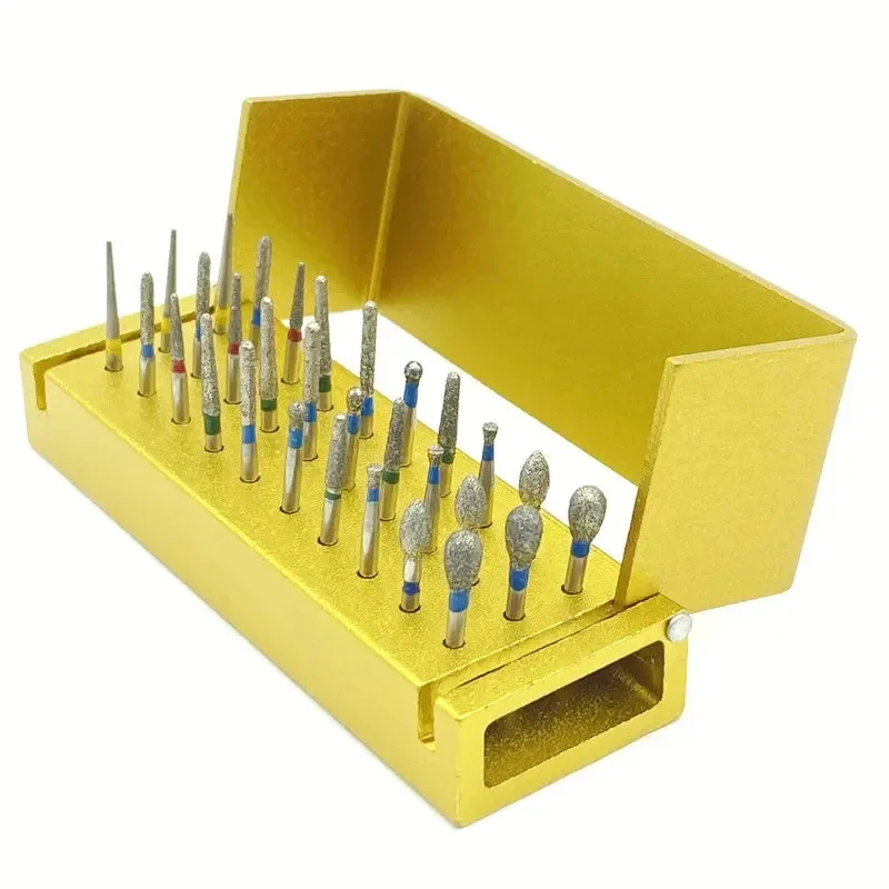 30 Pcs/Set Aluminium Dental Burs Kit With Holder Dental Diamond Burs For High Speed Handpiece Turbine Burs Disinfection Box - Image 7