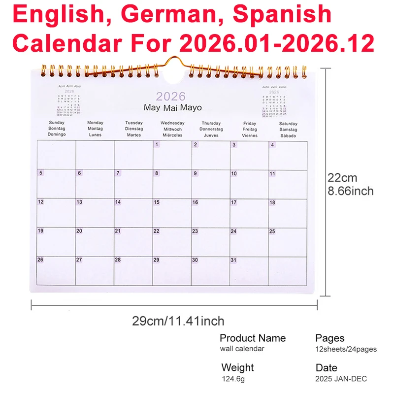 2025Calendar 2025-2026 - 12 Months Wall Calendar from July 2025 to June 2026, Multilingual Coil Planner Agenda Office Wall Calen - Image 9