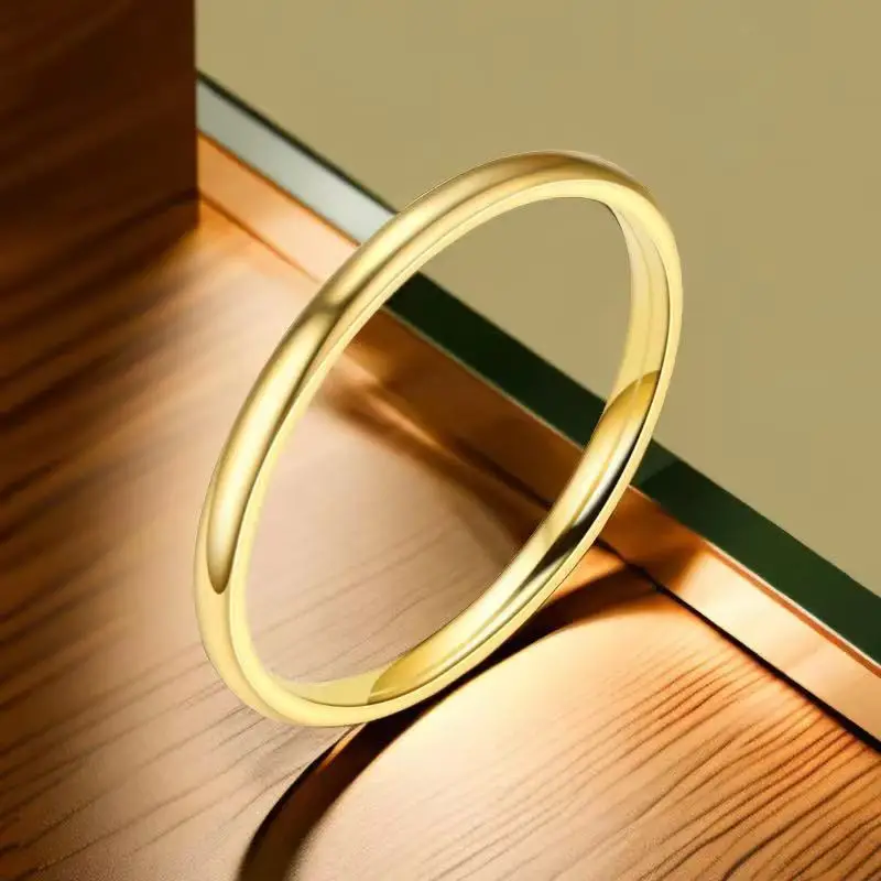 Stainless Steel Rings Gold Color/Silver ColorAnti-allergy Smooth Simple Wedding Couples Rings Bijouterie - Image 4