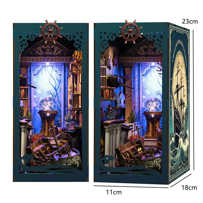 DIY Wooden Book Nook Insert Kit Doll Houses Building Toys Bookends Bookshelf Decor DollHouses Toys For Kids Xmas Gifts - Image 7
