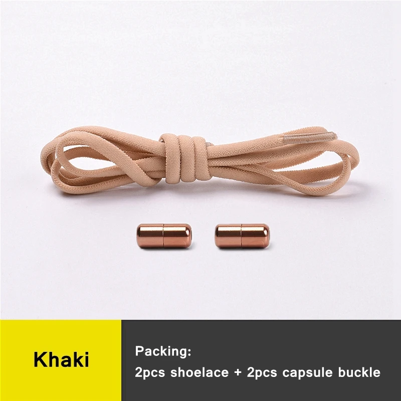Clearance_21 Colors No Tie Shoelaces For Sneakers Elastic Shoe Laces Round Metal Lock Lazy Shoelace 1 Second quick on and off un - Image 17