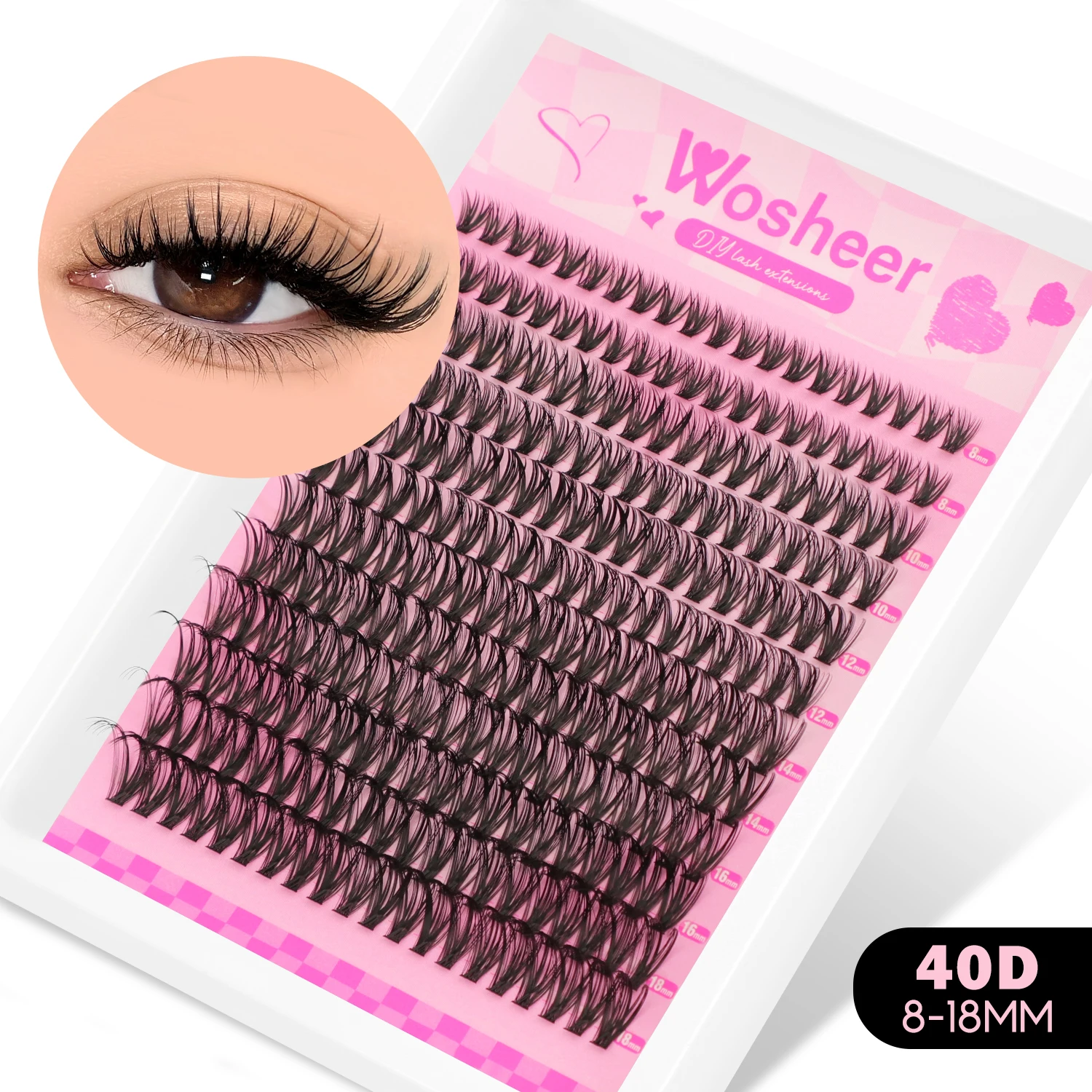WOSHEER Lashes Cluster Kit Cat Lashes DIY Natural Eyelash Extension Kit Lash Bond & Seal Eyelash Clusters Set Makeup - Image 13