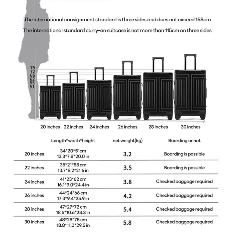 100% Aluminum-magnesium alloy Travel Suitcase Rolling Luggage 20/24/28 inch Trolley Luggage Carry-On Cabin Suitcase - Image 5