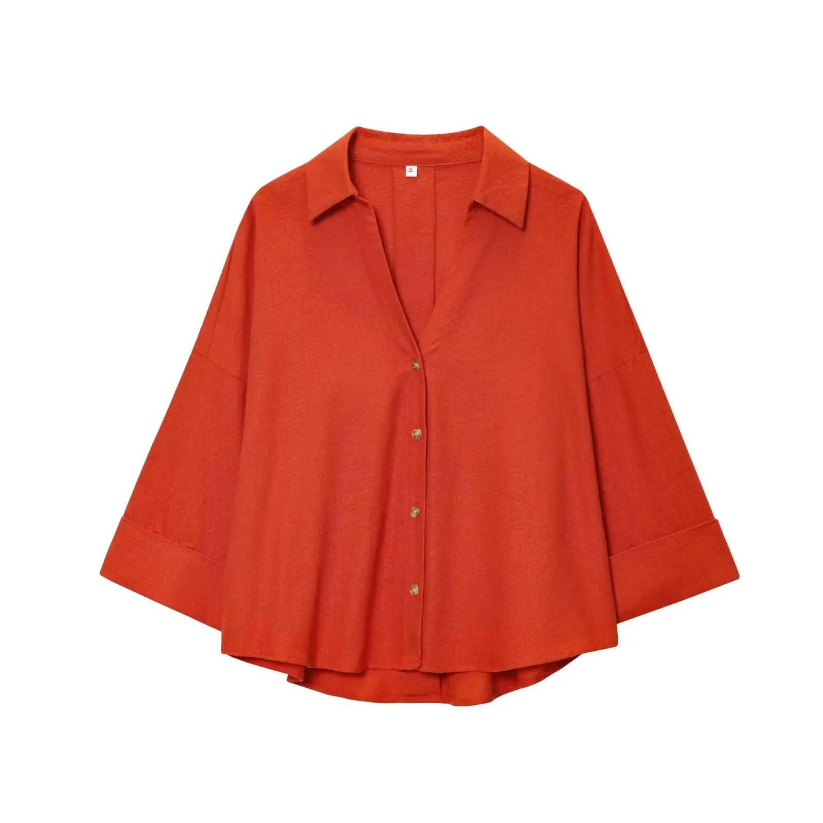 HipSeam Wide Sleeved Shirt Women Spring Asymmetric Hem Button Women's Shirts Simple Lady Johnny Collar Shirts & Blouses - Image 12
