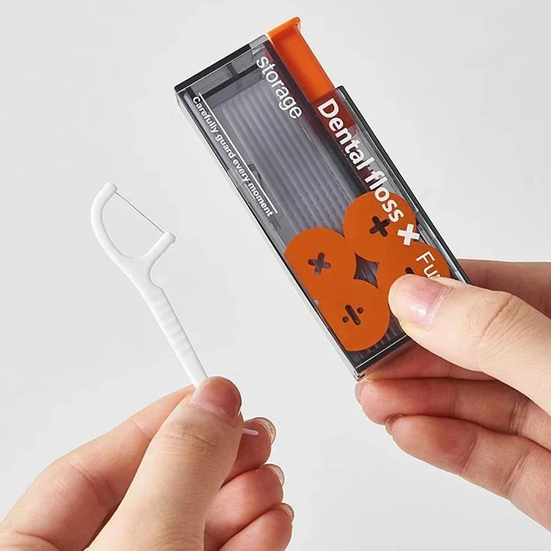 Portable Floss Dispenser Includes 10Pcs Floss Automatic Ejectable Floss Organiser Oral Care Press-on Disposable Flossing Sticks - Image 5