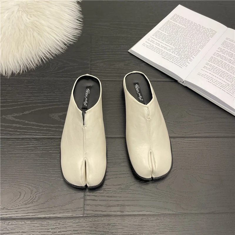 New Fashion Tabi Ninja Flats Leather Split Toe Flat Shoes Woman Cozy Loafers Female Casual Low Heels Ladies Muller Shoes - Image 6