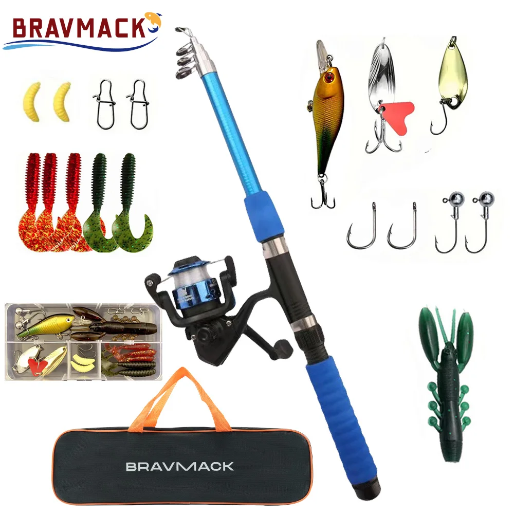 Fishing Pole Set Full Kits With Telescopic Fishing Rod And Spinning Reel Baits Hooks Travel Pole Set - Image 8