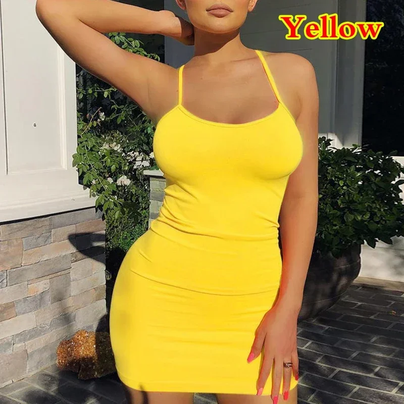 Summer Spaghetti Strap Mini Dress 2026 Women Sexy Bodycon Club Party Dresses Short Female Camisole Solid Black Sheath Sundress - Image 10