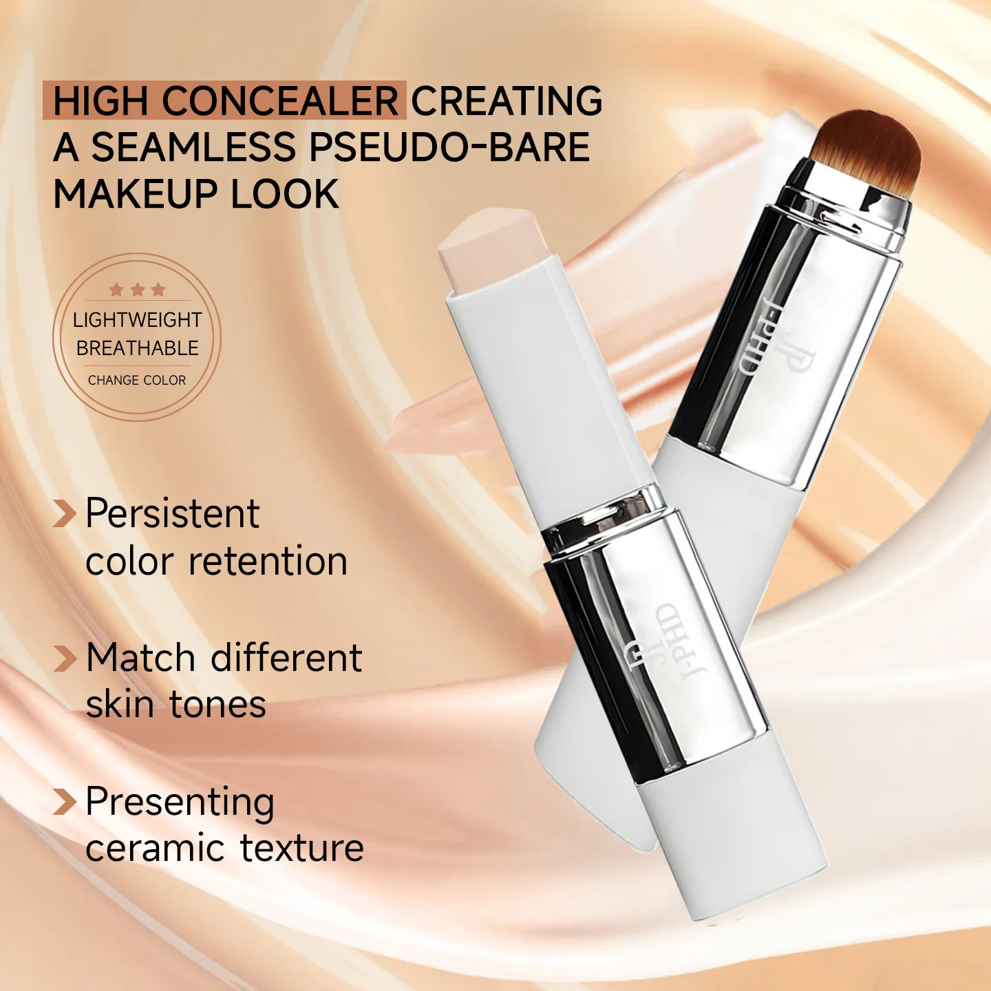 Two-in-one Brush Head Foundation Stick, Lightweight and Smooth, Long-lasting Coverage, Creating A Perfect Makeup Effect - Image 3
