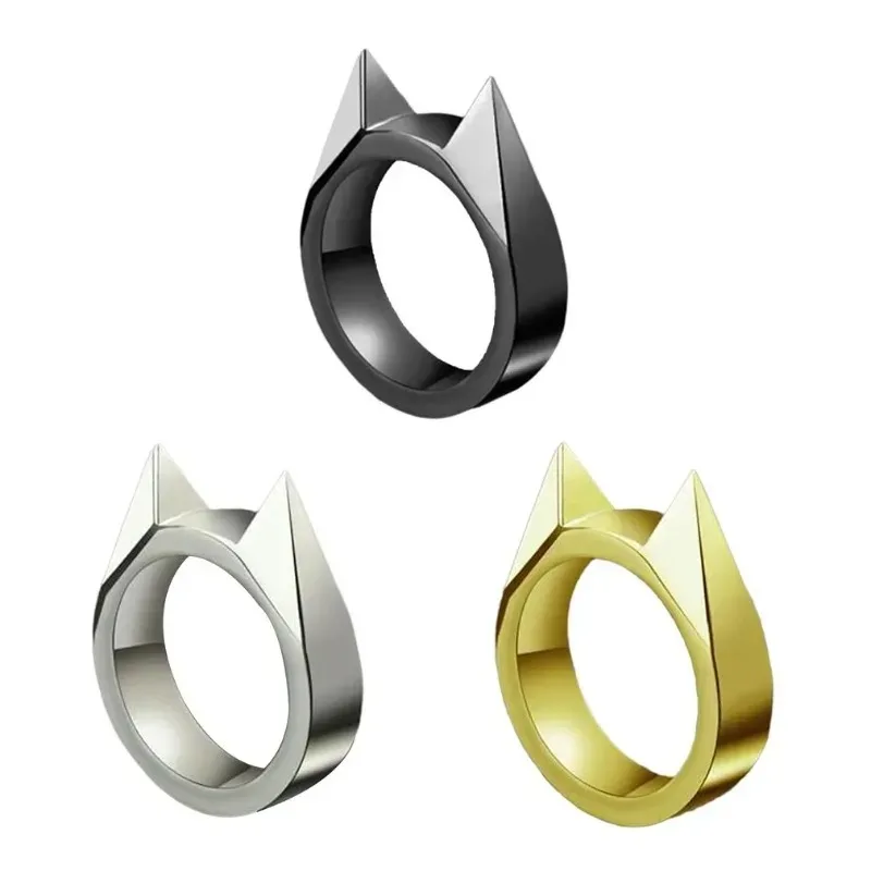 Outdoor Survival Self-Defense Rings Cat's Ear Safety Survival Metal Defense Ring Self Defense Supplies - Image 6