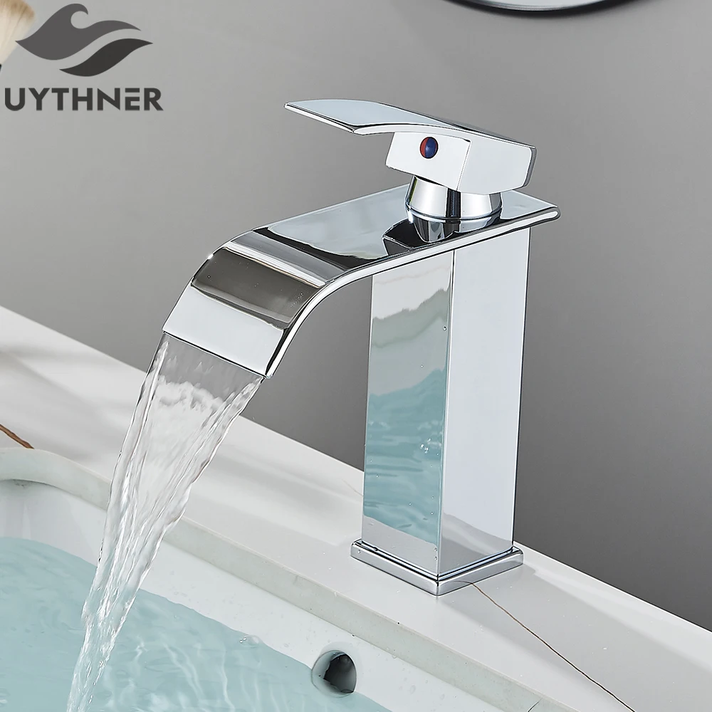 Brushed Golden Basin Faucets Elegant Waterfall Bathroom Sink Faucet Single Lever Hole Deck Mount Brass Mixer Taps - Image 11