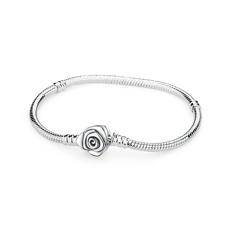 Original 925 Sterling Silver Bracelets Bangles Love Heart Clip Charms Beads Snake Chains For Women Rose Gold DIY Luxury Jewelry - Image 30