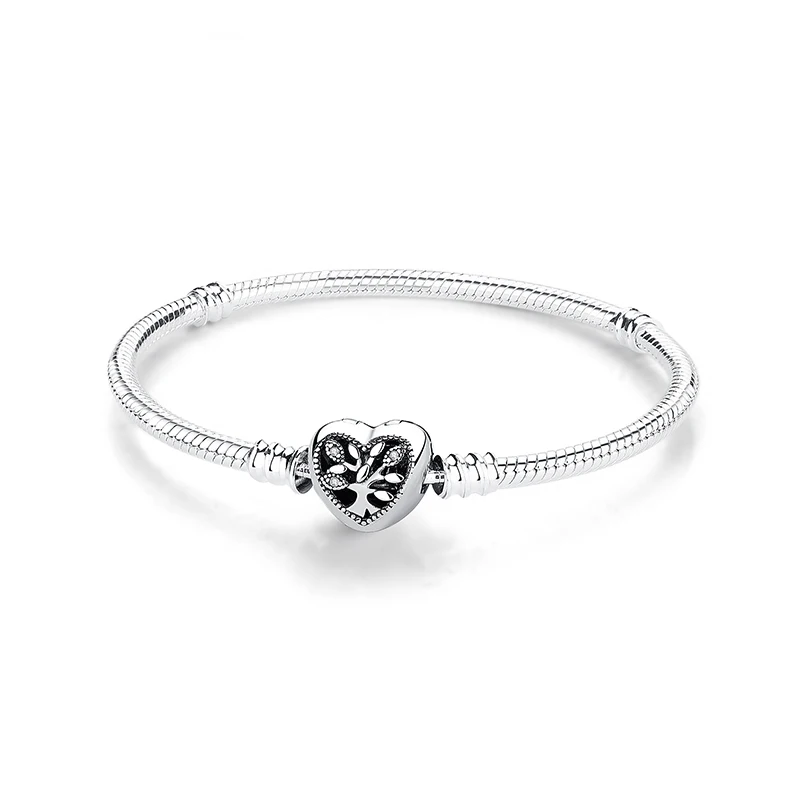 Original 925 Sterling Silver Bracelets Bangles Love Heart Clip Charms Beads Snake Chains For Women Rose Gold DIY Luxury Jewelry - Image 20