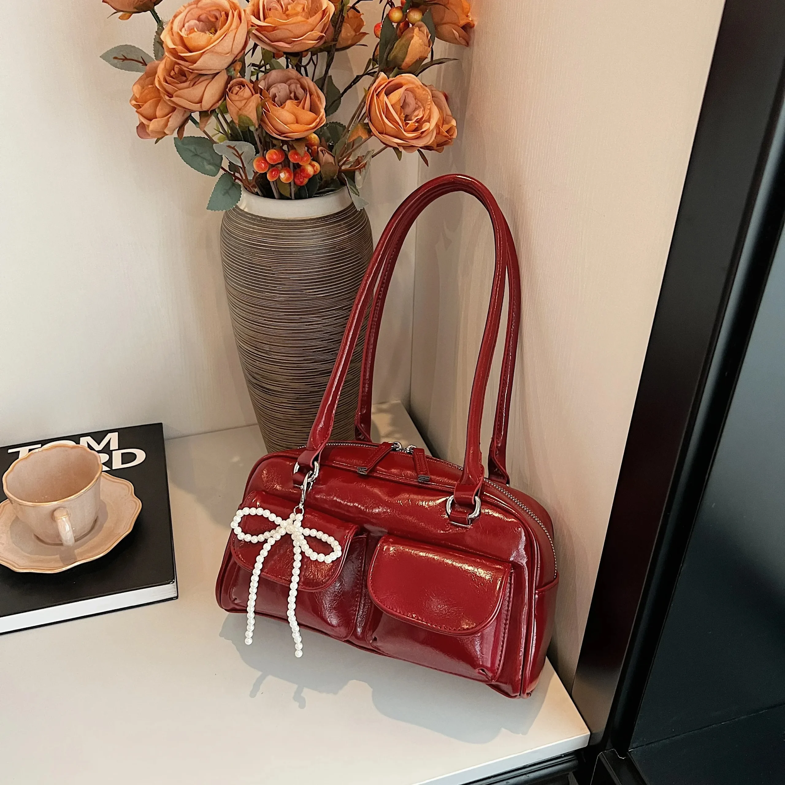 Fashionable Underarm Bow Bag for Women 2024 Korean Edition New Simple Leisure Pillow Bag Trendy Versatile Shoulder Bag - Image 3