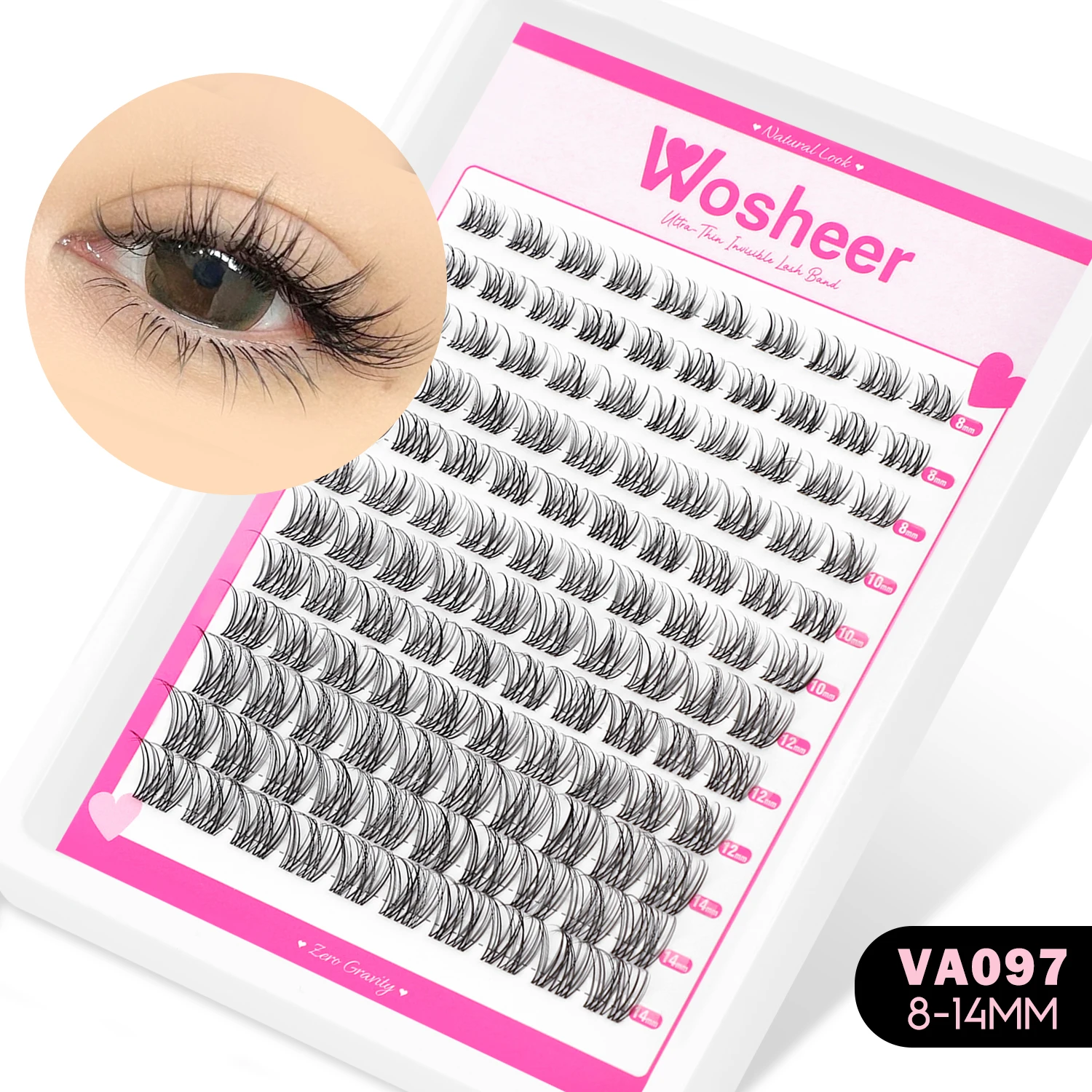 WOSHEER Lashes Cluster Kit Cat Lashes DIY Natural Eyelash Extension Kit Lash Bond & Seal Eyelash Clusters Set Makeup - Image 10