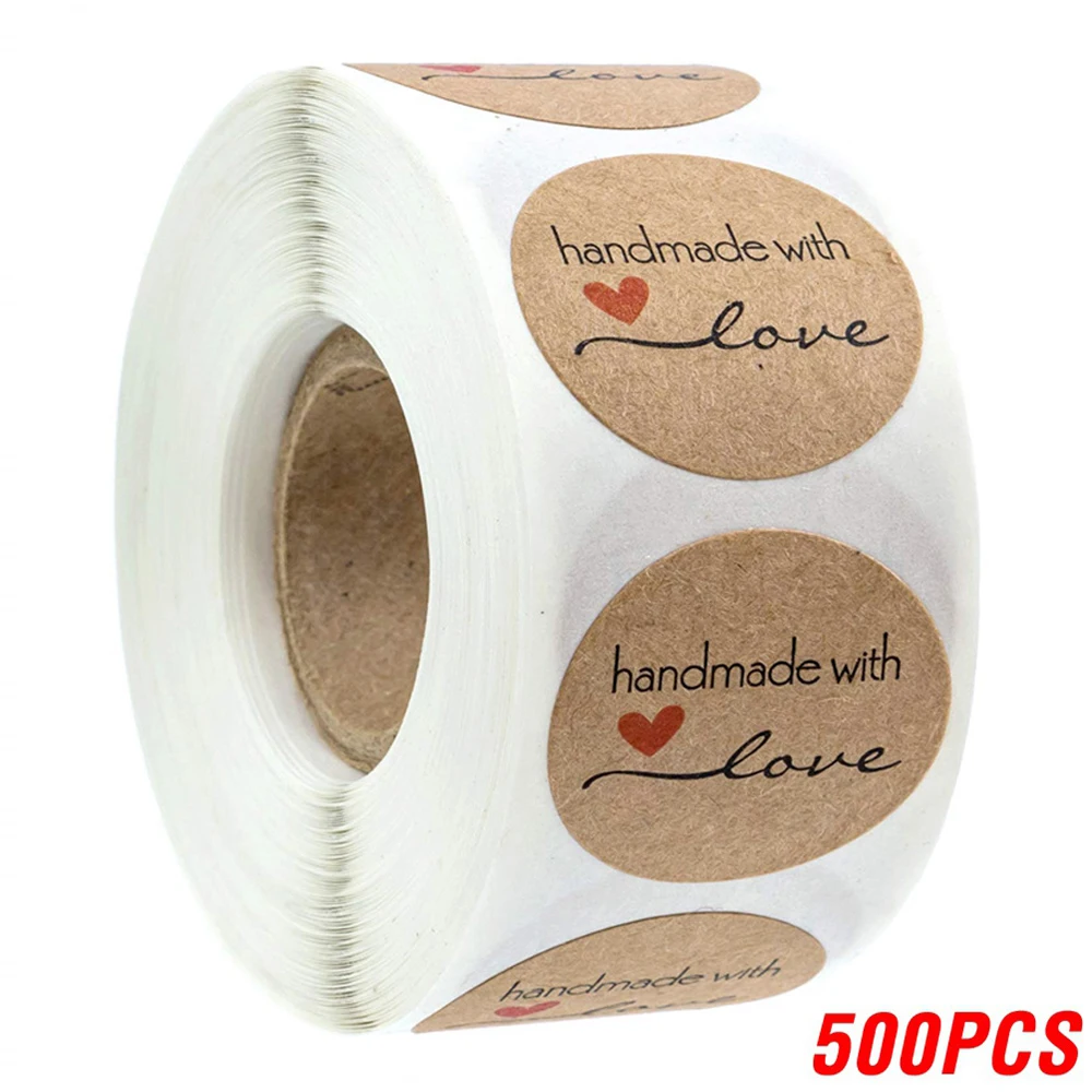 100-500pcs 1inch Vintage Kraft Paper Handmade With Love Stickers for Package Thank You Stationery Adhesive Labels Baking Seals - Image 10