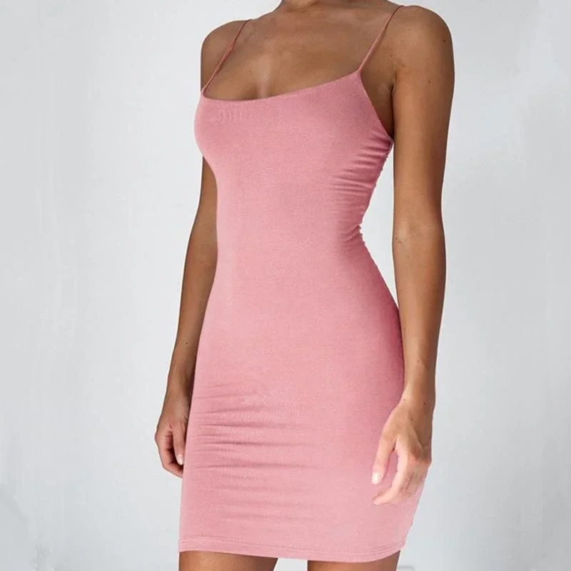 Summer Spaghetti Strap Mini Dress 2026 Women Sexy Bodycon Club Party Dresses Short Female Camisole Solid Black Sheath Sundress - Image 9