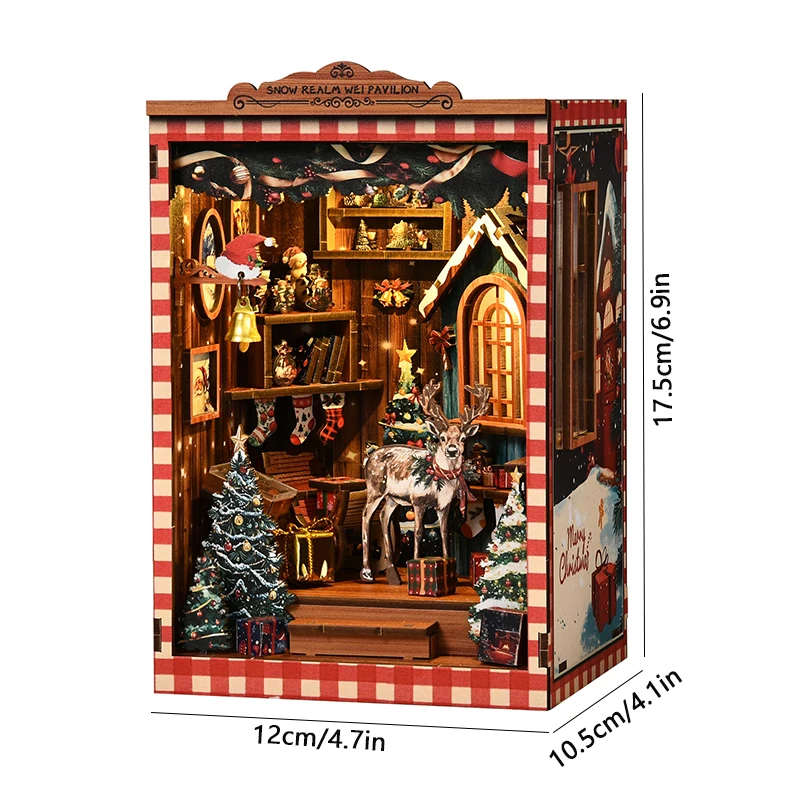 DIY Wooden Book Nook Insert Kit Doll Houses Building Toys Bookends Bookshelf Decor DollHouses Toys For Kids Xmas Gifts - Image 16