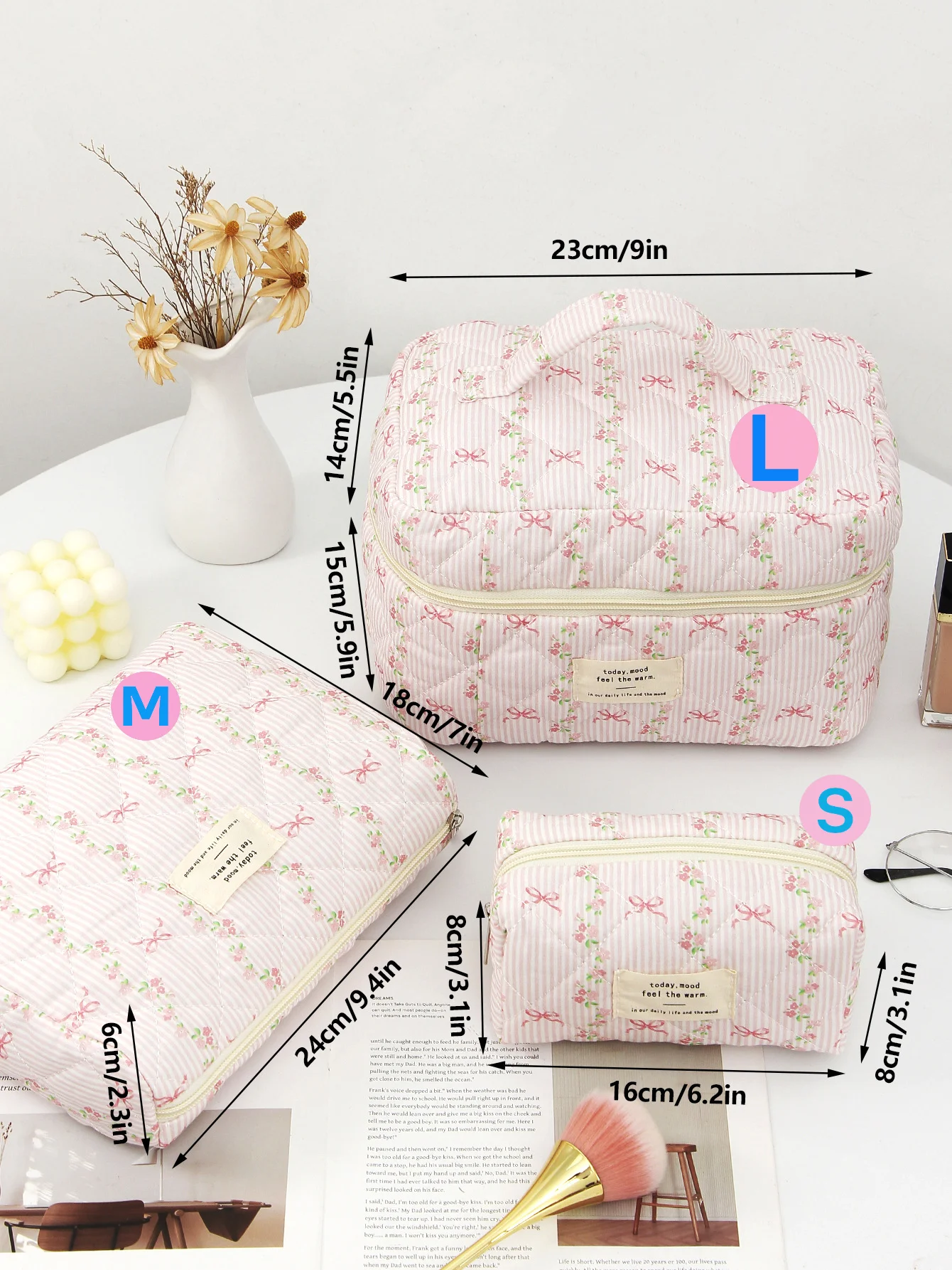 1pcs Cute Quilted Cotton Makeup Bag Women Zipper Cosmetic Organizer Cloth Handbag Box Shape Portable Toiletry Case for Girls - Image 7