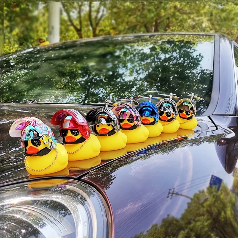 Motor Accessories Yellow Duck with Helmet for Bike Without Lights Auto Car Accessories Duck In The Car Car Interior Decoration - Image 3