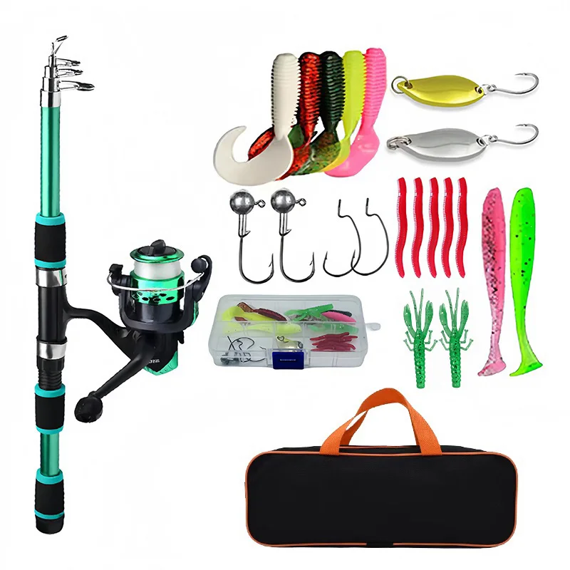 Fishing Pole Set Full Kits With Telescopic Fishing Rod And Spinning Reel Baits Hooks Travel Pole Set - Image 12