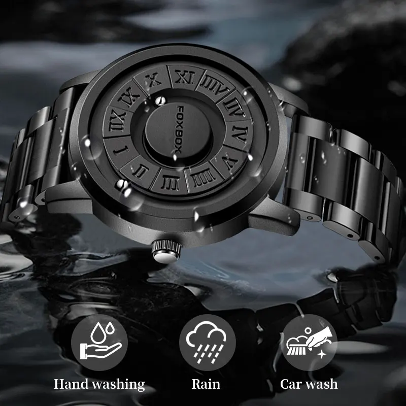 FOXBOX Watch Personalized Fashion Floating Magnetic Pointer Free Ball Bearing Creative Simple Waterproof Quartz Watch for Men - Image 3