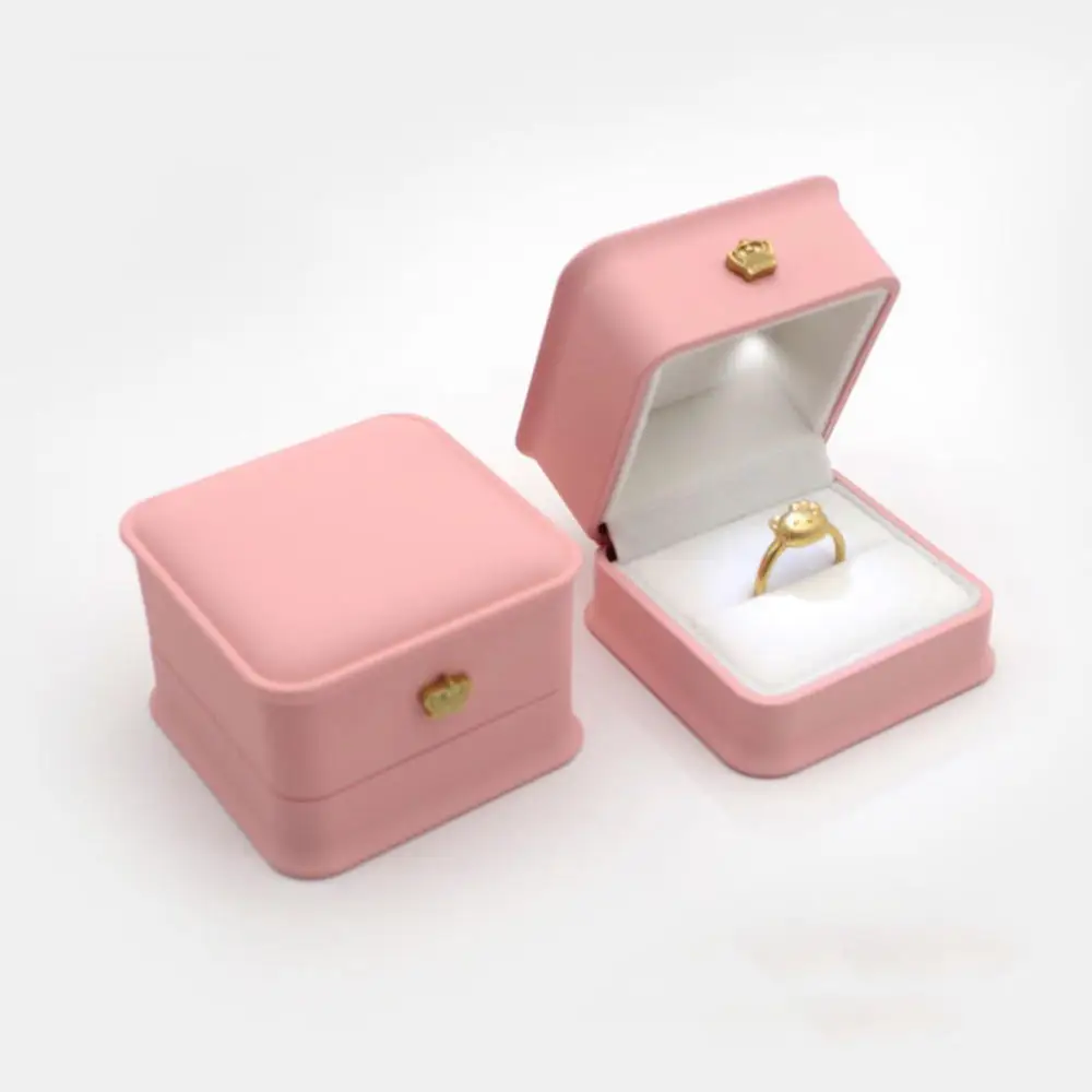 1 Pcs LED Jewelry Ring Box Luxury Velvet Rubber Necklace Pendant Gifts Display With Light For Proposal Engagement Wedding Case - Image 31