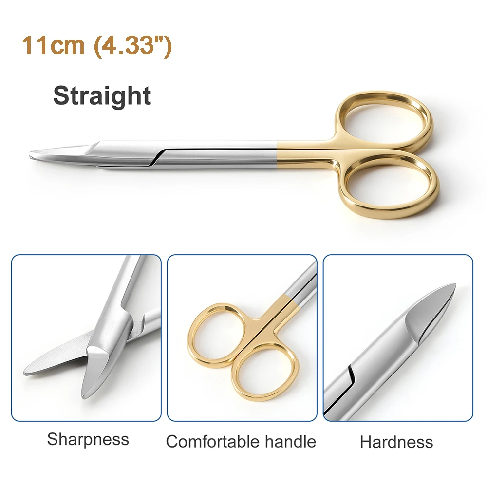 AZDENT Stainless Steel Dental Surgical Scissors Straight/Curved Tip 11.5cm Surgical Forceps Dentist Tools Dentistry Instrument - Image 7
