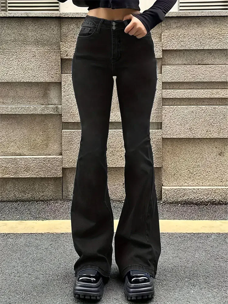 Women Flare Stretch Moustache Jeans Fashion Skinny Bell Bottom High Waist Gray Denim Pants Lady Classic Y2K Punk Long Trousers - Image 12