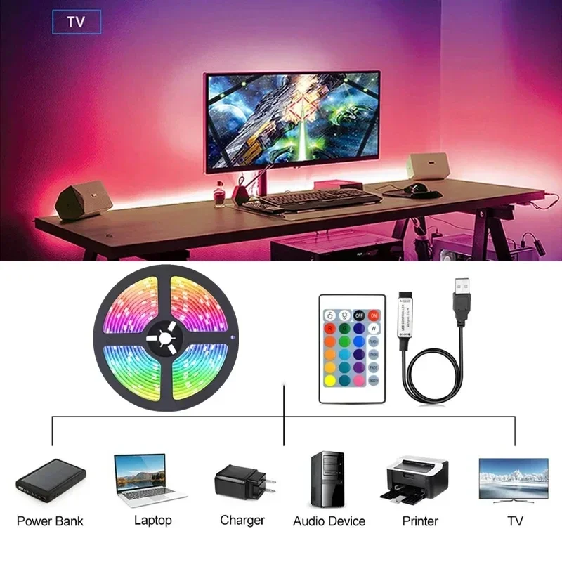 USB LED Strip Lights APP Control Color Changing 5050 RGB Led Light Flexible Lamp Tape for Room Decoration TV Backlight Diode - Image 5