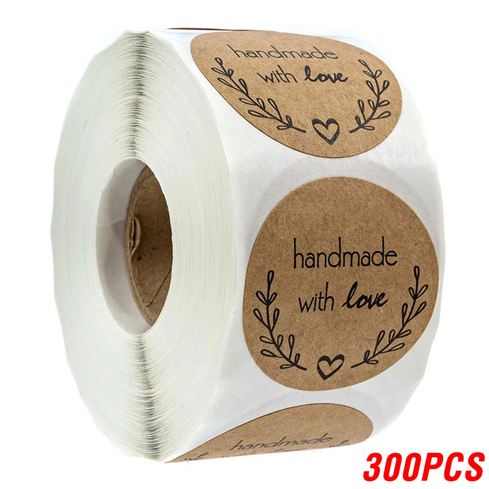 100-500pcs 1inch Vintage Kraft Paper Handmade With Love Stickers for Package Thank You Stationery Adhesive Labels Baking Seals - Image 24