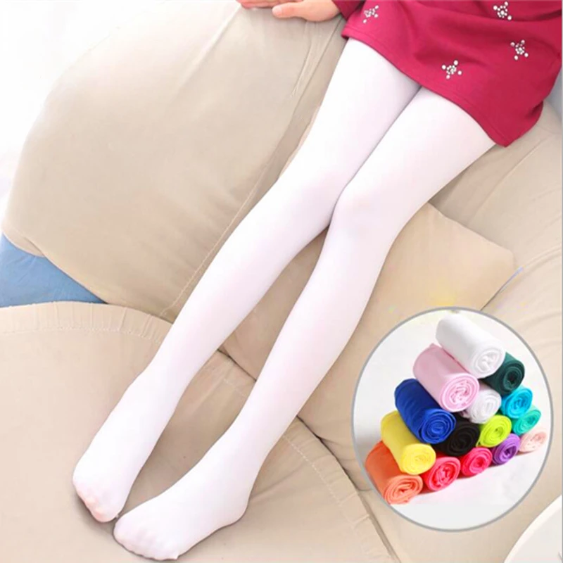 Summer Spring Candy Color Kids Pantyhose Ballet Dance Tights for Girls Stocking Children Velvet Solid White Pantyhose - Image 2