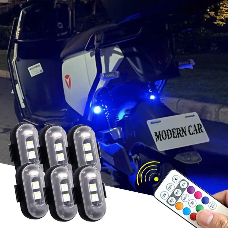 Wireless Remote LED Strobe Light Car Motorcycle Bike Warning Decor Lamp USB Rechargeable Aircraft Indicator 8 Colors Car Lights - Image 2