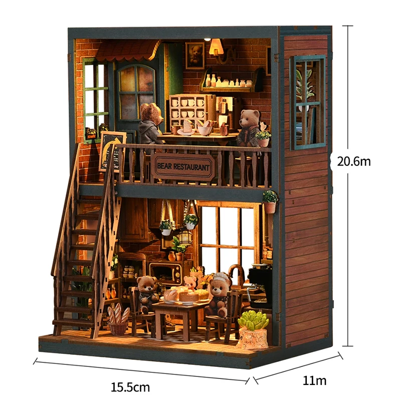 DIY Wooden Book Nook Insert Kit Doll Houses Building Toys Bookends Bookshelf Decor DollHouses Toys For Kids Xmas Gifts - Image 19