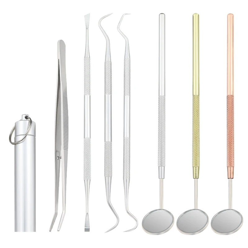 Dental Mirror Stainless Steel Dental Instrument Dentist Tool Set Probe Tooth Care Kit Tweezer Hoe Sickle Scaler - Image 9