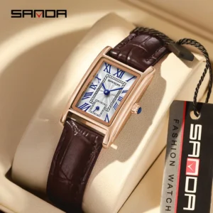 Sanda 1116 New Fashion Elegant Women's Analog Quartz Watch, Rectangle Dial, Water Resistant Business Wristwatch