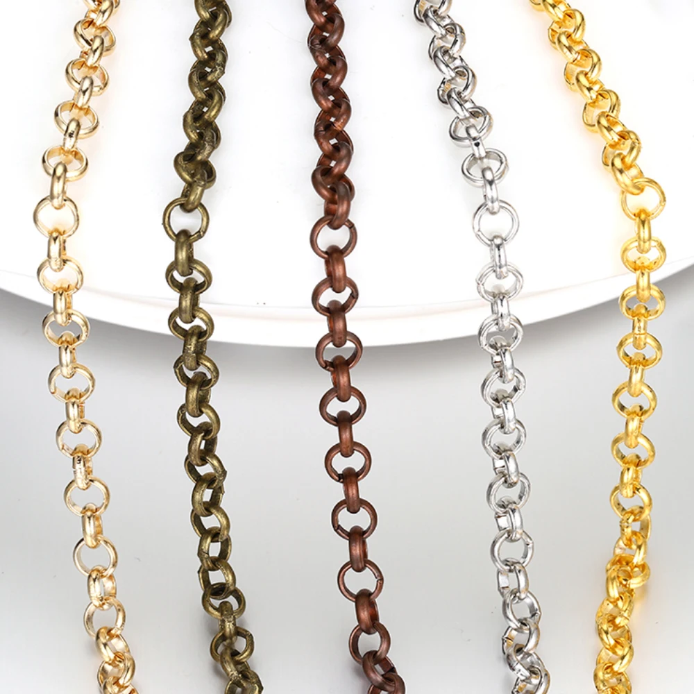 2Meters Gold Color Round O Shape Necklace Bracelet Accessories 3.2/4.8/5.8mm Copper Chains For DIY Jewelry Making Components - Image 6
