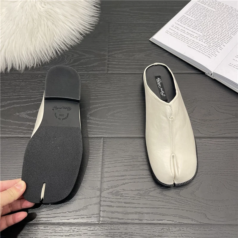 New Fashion Tabi Ninja Flats Leather Split Toe Flat Shoes Woman Cozy Loafers Female Casual Low Heels Ladies Muller Shoes - Image 5