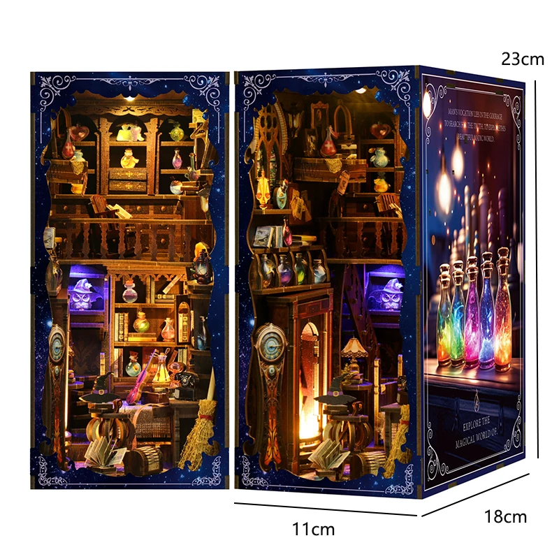 DIY Wooden Book Nook Insert Kit Doll Houses Building Toys Bookends Bookshelf Decor DollHouses Toys For Kids Xmas Gifts - Image 26