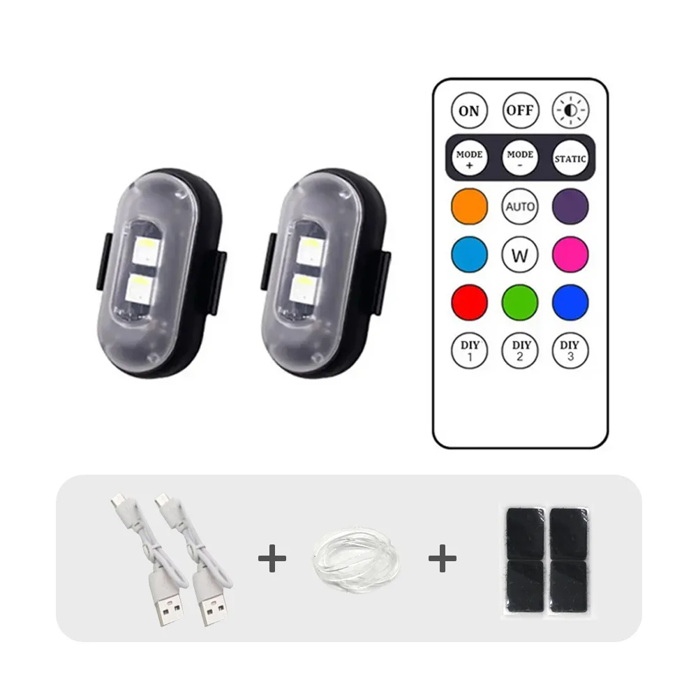 Wireless Remote LED Strobe Light Car Motorcycle Bike Warning Decor Lamp USB Rechargeable Aircraft Indicator 8 Colors Car Lights - Image 10