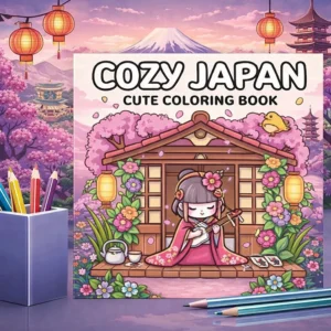 Cozy Japan Coloring Books for Adults 28 Pages Cutie Style Colouring Book Drawing Supplies Christmas Thanksgiving Gift