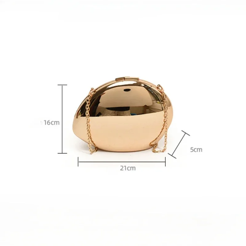 Designer Acrylic Shell Shape Clutch Bag Gold Silver Women Evening Party Bag Cute Shiny Metal Shoulder Crossbody Bags Small Purse - Image 5