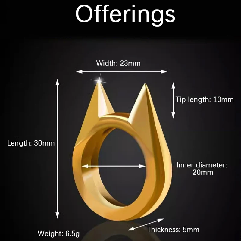 Outdoor Survival Self-Defense Rings Cat's Ear Safety Survival Metal Defense Ring Self Defense Supplies - Image 3