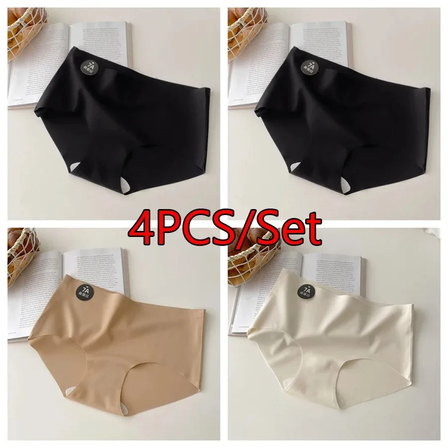 4PCS/Set Women Panties Slip Silk Seamless Briefs For Women Female Underwear Soft Thin Light Panty Culotte Femme Underpants M-XL - Image 8