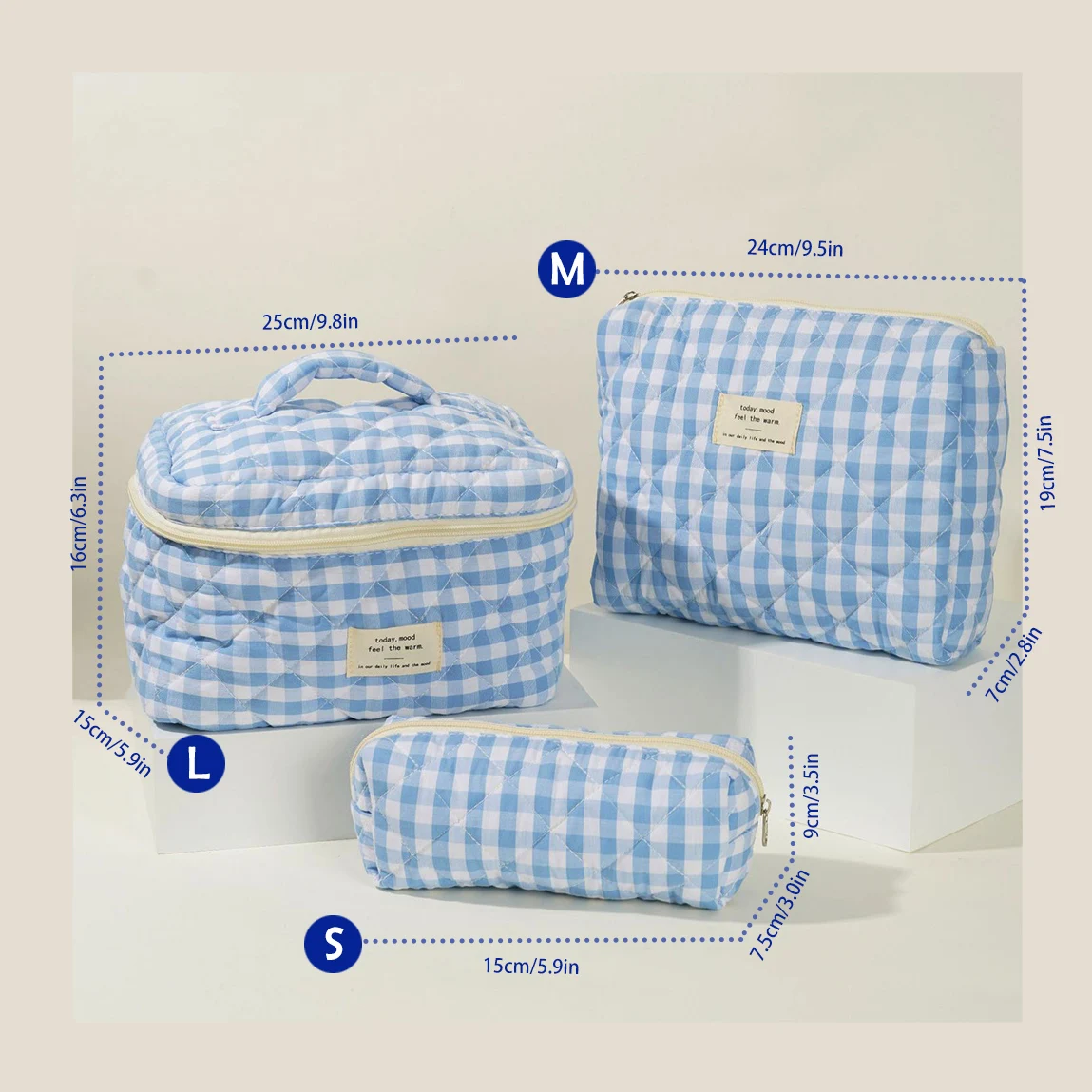 1pcs Cute Quilted Cotton Makeup Bag Women Zipper Cosmetic Organizer Cloth Handbag Box Shape Portable Toiletry Case for Girls - Image 13