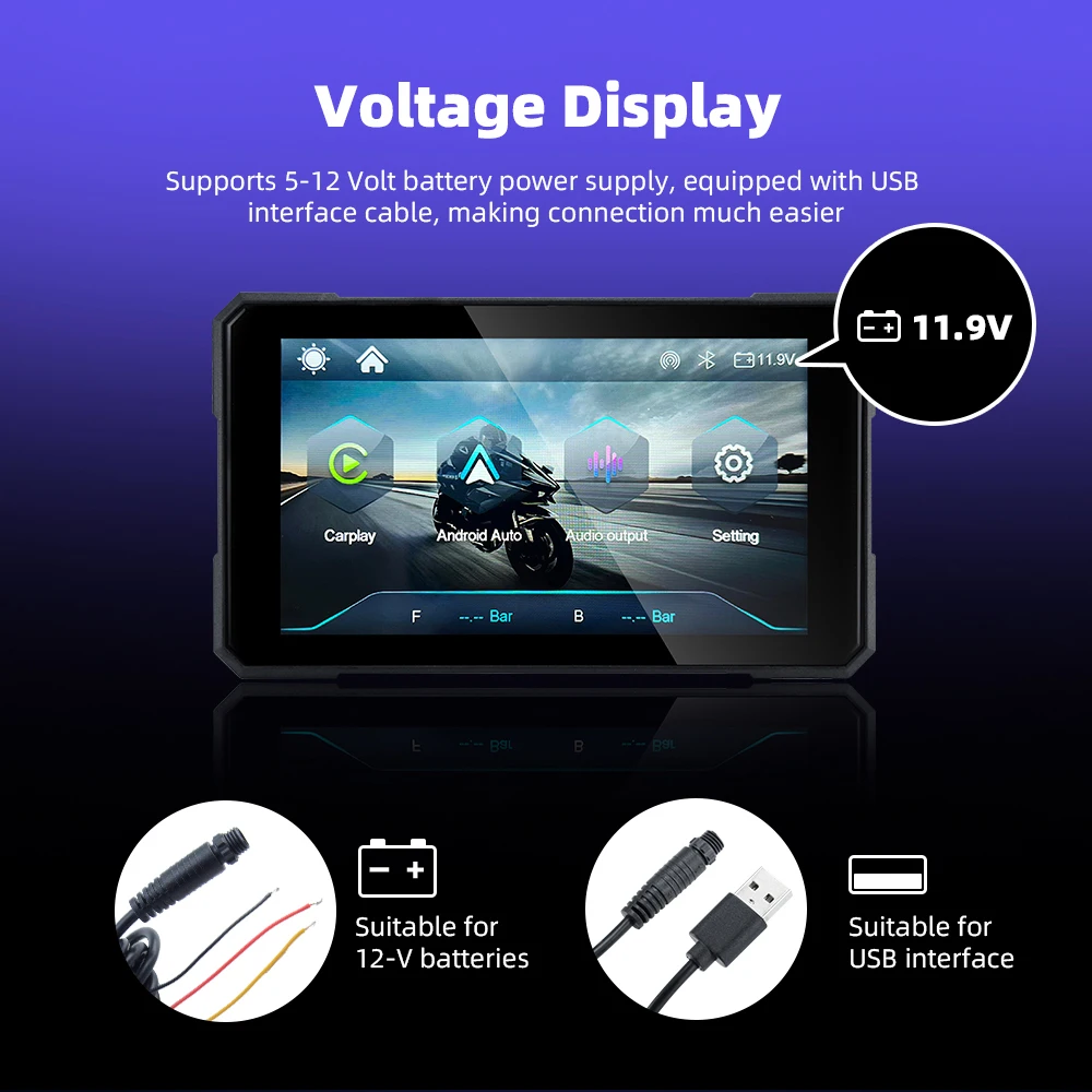 EKIY 5.0 inch Wireless CarPlay Moto Android Auto Portable Digital Motorcycle Dashboard GPS Navigation Removable Display Screen - Image 6