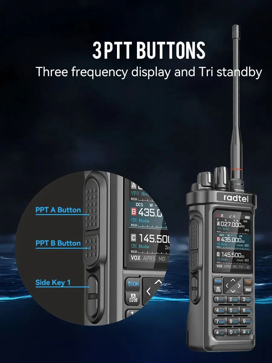 Radtel RT-950 PRO Walkie Talkie AM/FM/CB/LSB/USB/CW Receiver with GPS APRS 10W Bluetooth Phone Programming Ham Radio RT-950PRO - Image 6