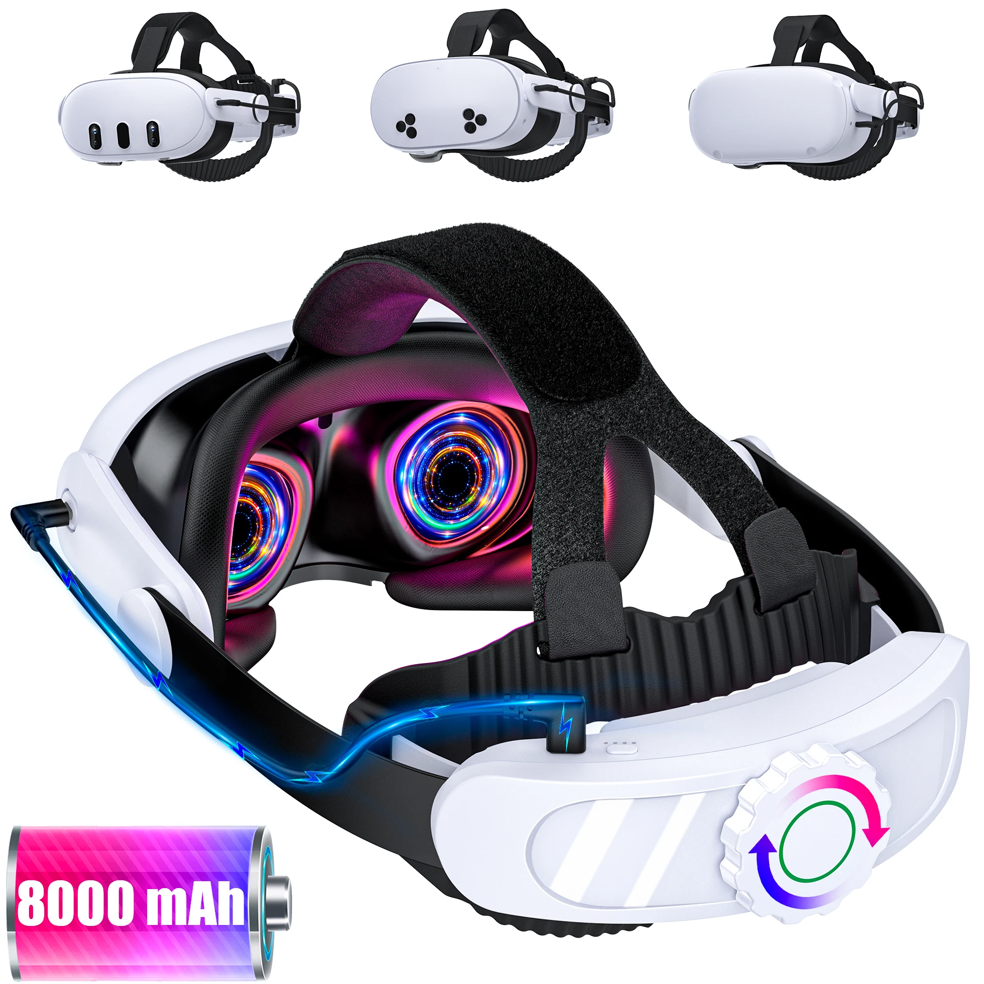 BEBONCOOL 8000mAh MV1000 Head Strap For Meta Quest 3S/Quest 3/Quest 2 Battery Head Strap Compatible for Oculus Head Strap - Image 7