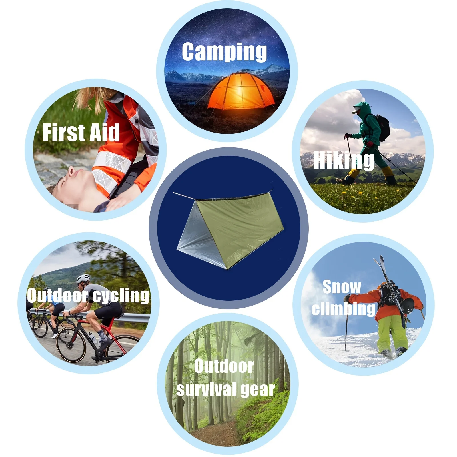 2 Person Emergency Shelter Bivy Survival Tent Kit Mylar Tube Tent Sleeping Bag Waterproof Outdoor SOS Thermal Blanket Reusable - Image 5